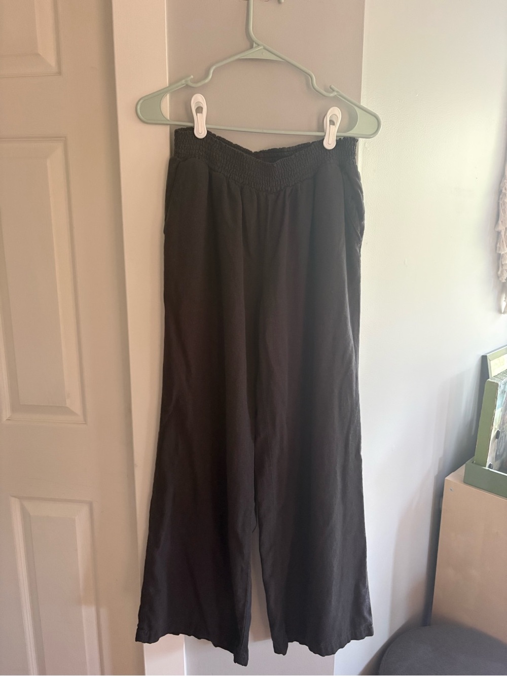 GAP Women’s Brown Elastic-Waist Wide-Leg Pants